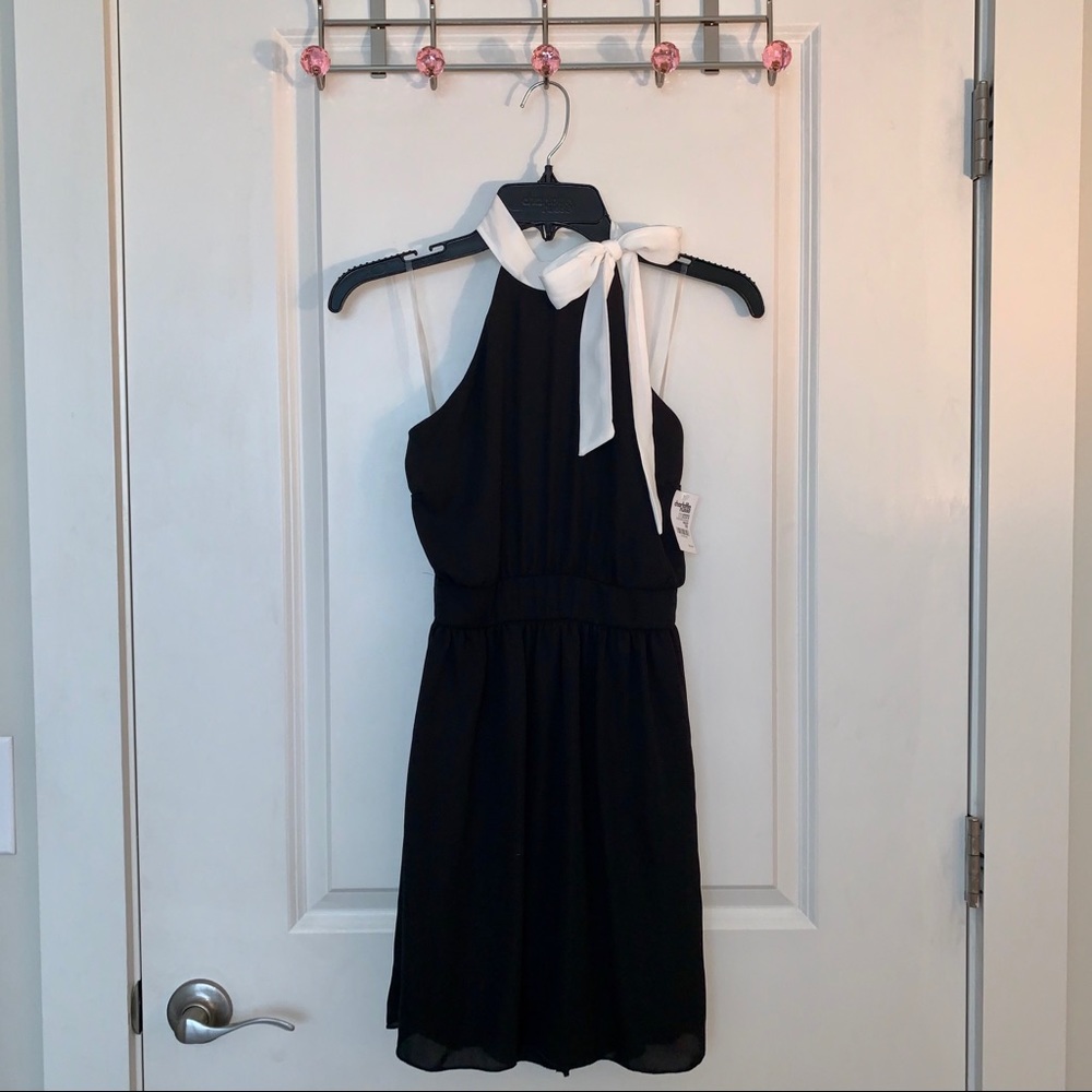 Tie neck halter dress